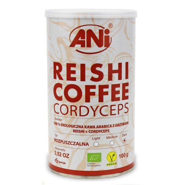 Kawa rozpuszczalna arabica z grzybami reishi + cordyceps BIO 100g