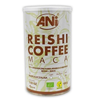 Kawa rozpuszczalna arabica z grzybem reishi i maca BIO 100g