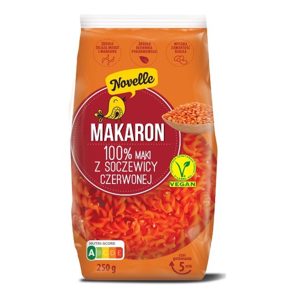 Makaron proteinowy z soczewicy czerwonej świderki 250g