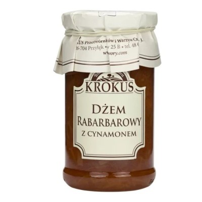 Dżem rabarbarowy z cynamonem o obniżonej zawartości cukru bezglutenowy 235g