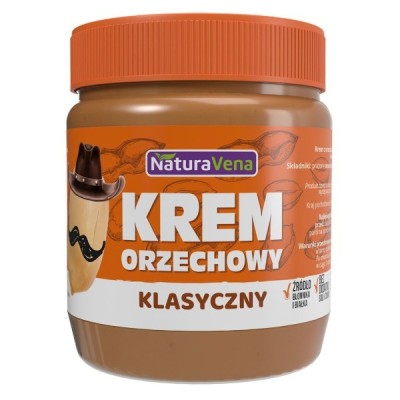 Krem orzechowy klasyczny 100 % bez dodatku soli i cukrów 340g