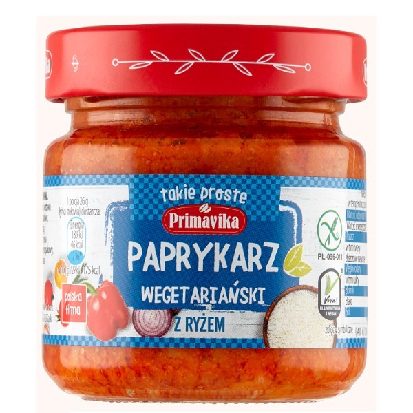 Paprykarz wegetariański z ryżem bezglutenowy 160g