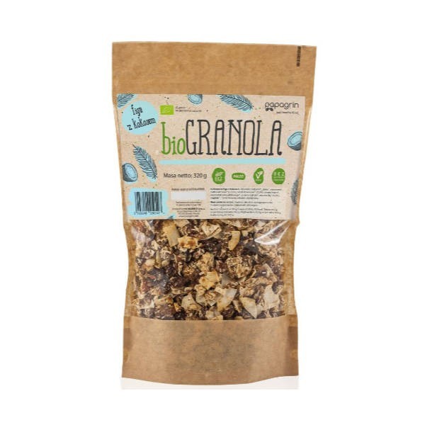 Granola figa z kokosem bez dodatku cukrów bezglutenowa BIO 320g