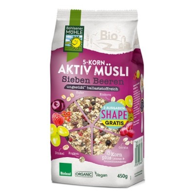 Musli 5 zbóż z owocami jagodowymi bez dodatku cukrów BIO 450g