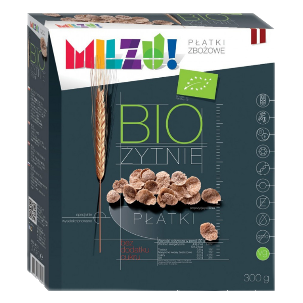 Milzu Płatki żytnio-owsiane bez cukru BIO 300g