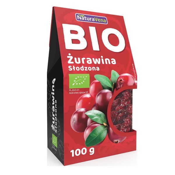 Żurawina słodzona cukrem trzcinowym BIO 100g