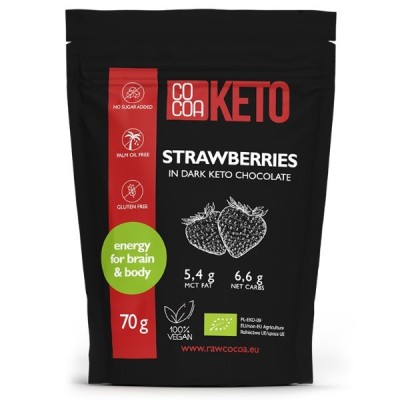 Truskawki liofilizowane w czekoladzie keto bez dodatku cukru bezglutenowe BIO 70g