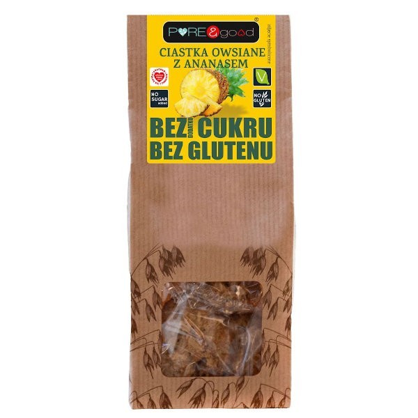 Ciastka owsiane z ananasem bez dodatku cukru bezglutenowe 150g