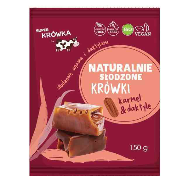 Krówki słodzone Agawą & Daktylem B/C BIO 150g