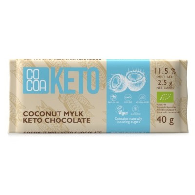 Czekolada keto kokosowa z olejem MCT bez dodatku cukru bezglutenowa BIO 40g