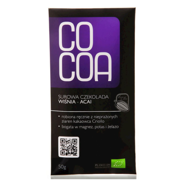 Czekolada surowa wiśnia-acai BIO 50g