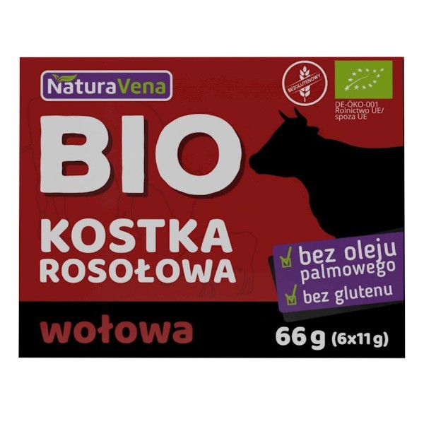 Kostka rosołowa wołowa  bezglutenowa BIO 66g