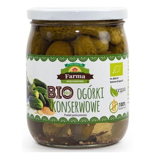 Ogórki konserwowe (na occie jabłkowym) bezglutenowe BIO 480g (280g)