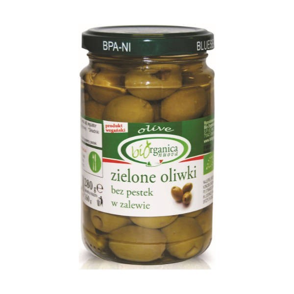 Oliwki zielone bez pestek w zalewie słoik BIO 280g