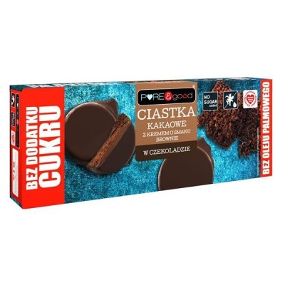 Ciastka kakaowe z kremem o smaku brownie w czekoladzie gorzkiej bez dodatku cukru 128g