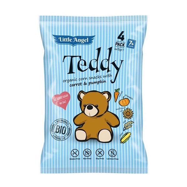 Bezglutenowe chrupki kukurydziane Mini Teddy BIO 4x15g