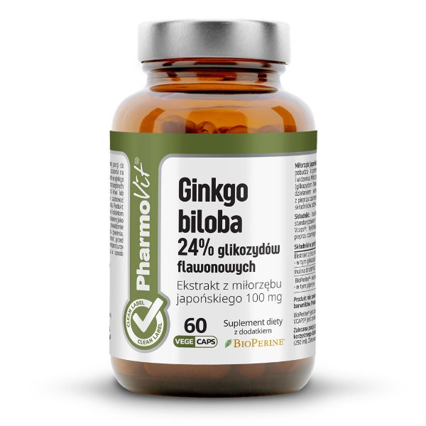 Ginkgo biloba 24% glikozydów flawonowych 60 kaps Vcaps®