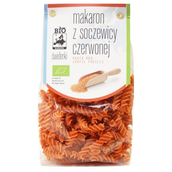 Makaron proteinowy z soczewicy czerwonej świderki BIO 250g