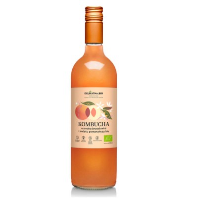 Kombucha o smaku brzoskwini i kwiatu pomarańczy BIO 750ml