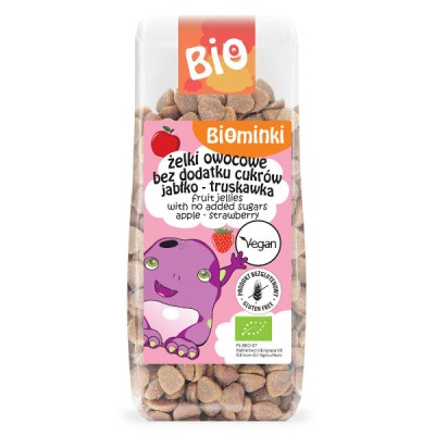 Żelki owocowe bez dodatku cukrów jabłko - truskawka bezglutenowe BIO 150g