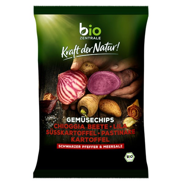 Chipsy warzywne z pieprzem czarnym i solą morską bezglutenowe BIO 80g