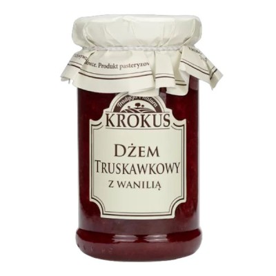 Dżem truskawkowy z wanilią o obniżonej zawartości cukru bezglutenowy 235g