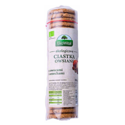 Ciastka owsiane z owocami i orzechami BIO 250g