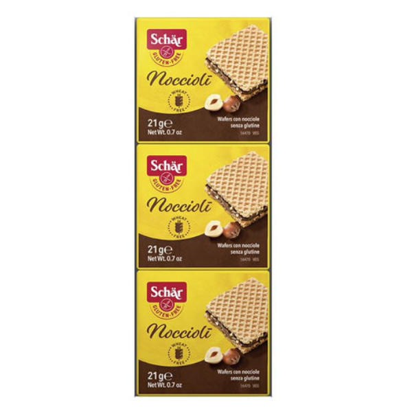 Noccioli - Bezglutenowe wafelki z kremem z orzechów laskowych 3x21g