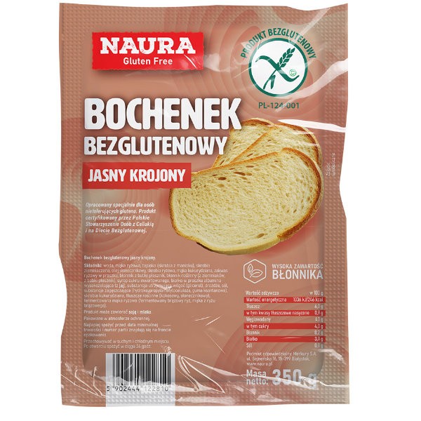 Bochenek bezglutenowy jasny krojony 350g