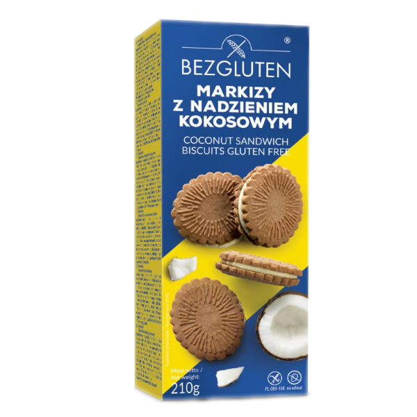 Bezglutenowe markizy z nadzieniem kokosowym 210g