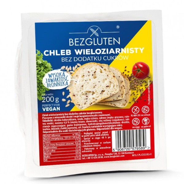 Chleb wieloziarnisty bez dodatku cukru 200g